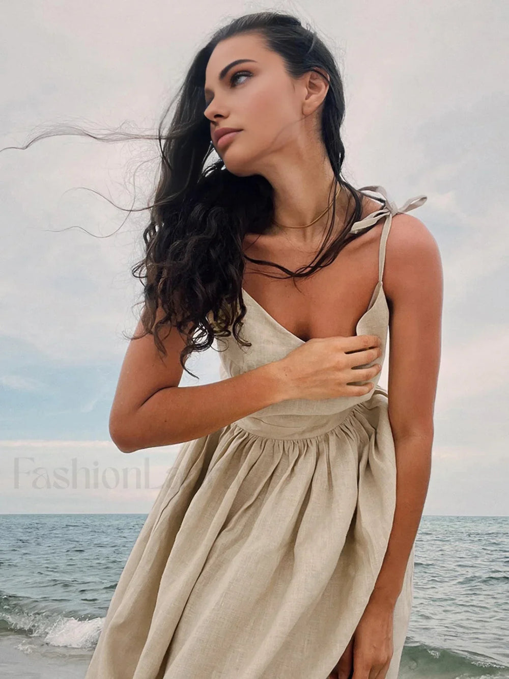 Cotton & Linen Backless Long Dress Dresses