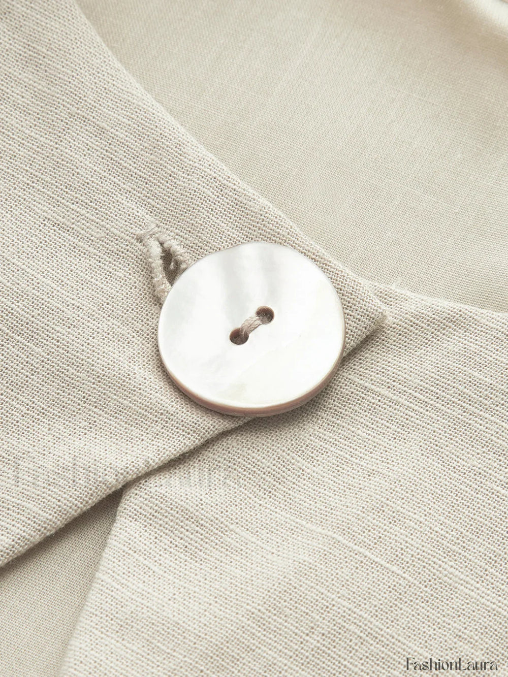 Cotton & Linen Pleated Cutout Long Dress Dresses