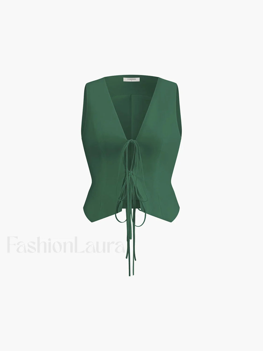 Cotton & Linen Tie Detail Vest Green / XS Vests