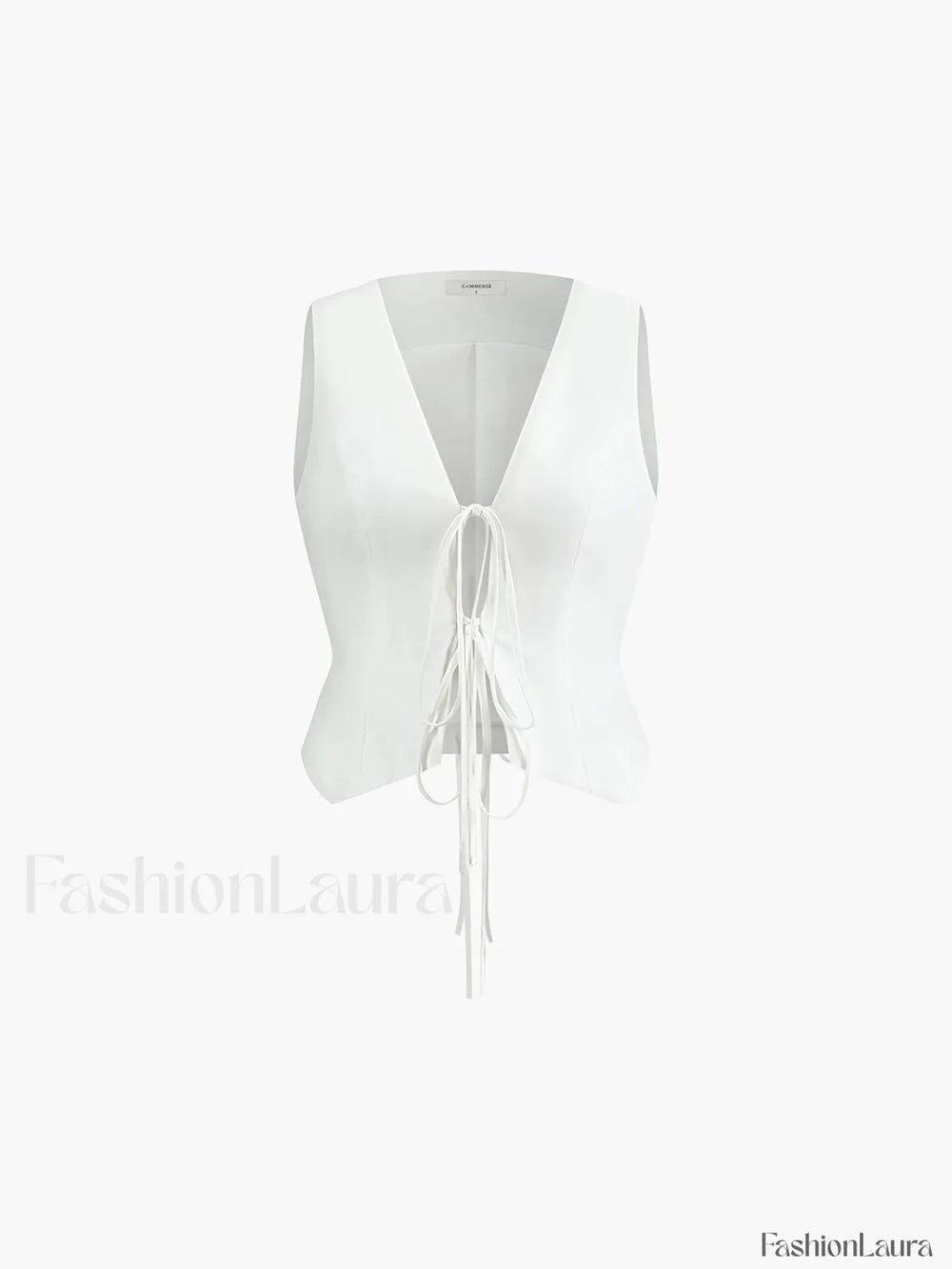 Cotton & Linen Tie Detail Vest White / XS Vests