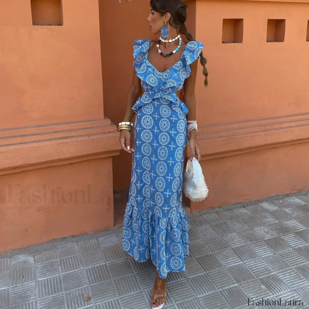 Cotton Ruffled Lace Boho Dress