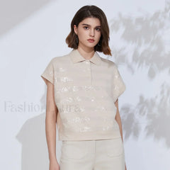 Cotton Summer High Quality T Shirt Apricot powder / S