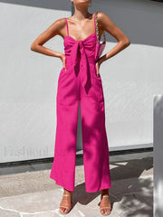 Cotton Twist Detail Jumpsuit Pink / XS Jumpsuits