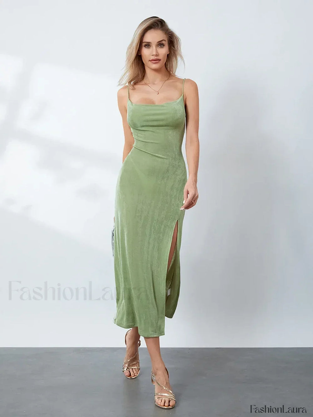 Cowl Neck Slip Midi Dress