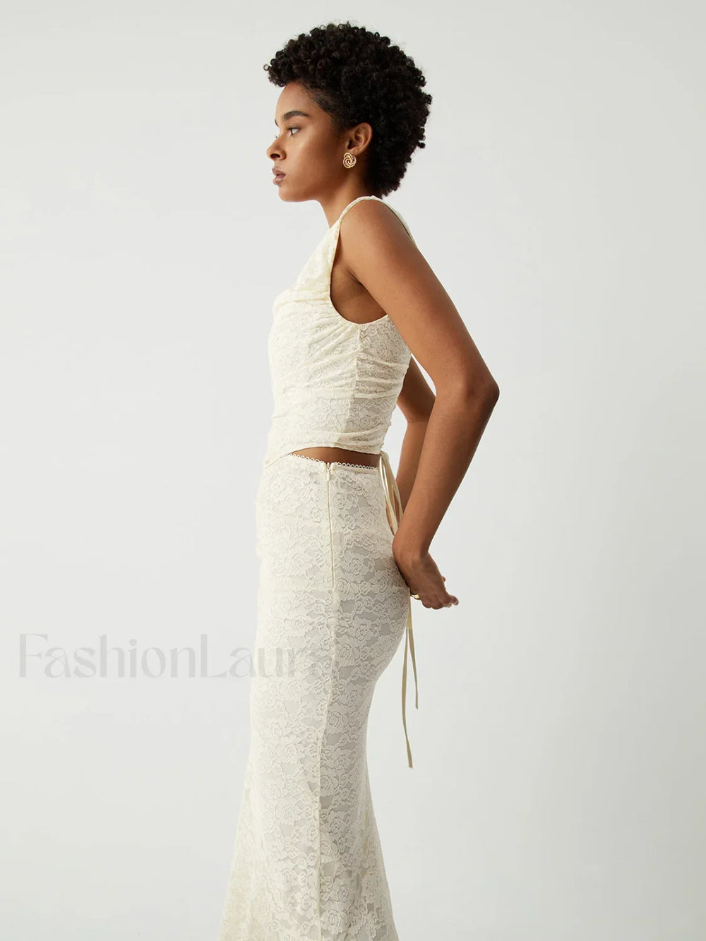 Cream Floral Lace Tie Modern Back Crop Corset Top Tank Tops & Camis