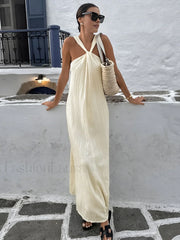 Creamy Halter Long Dress Off White / XS Dresses