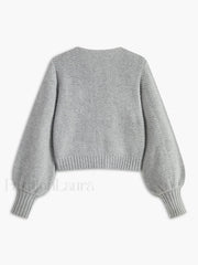 Crew Neck Bow Knit Top Knit Tops