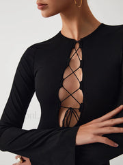 Criss Cross Long Trendy Sleeve Short Dress Dresses