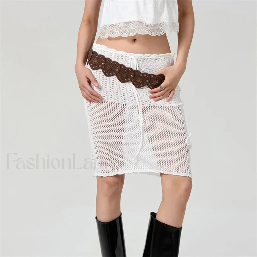 Crochet 3D Flower Midi Skirt