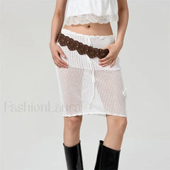 Crochet 3D Flower Midi Skirt