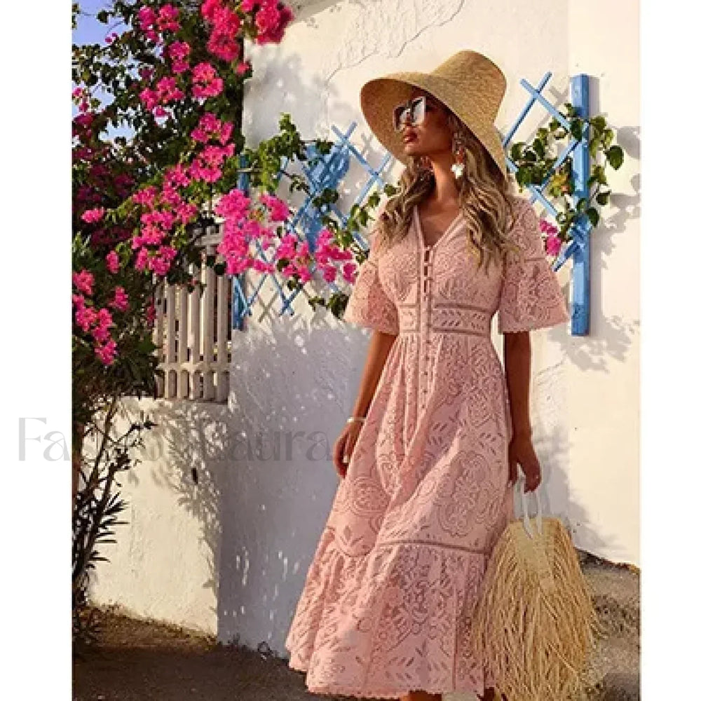 Crochet Knitted Set Boho Dress