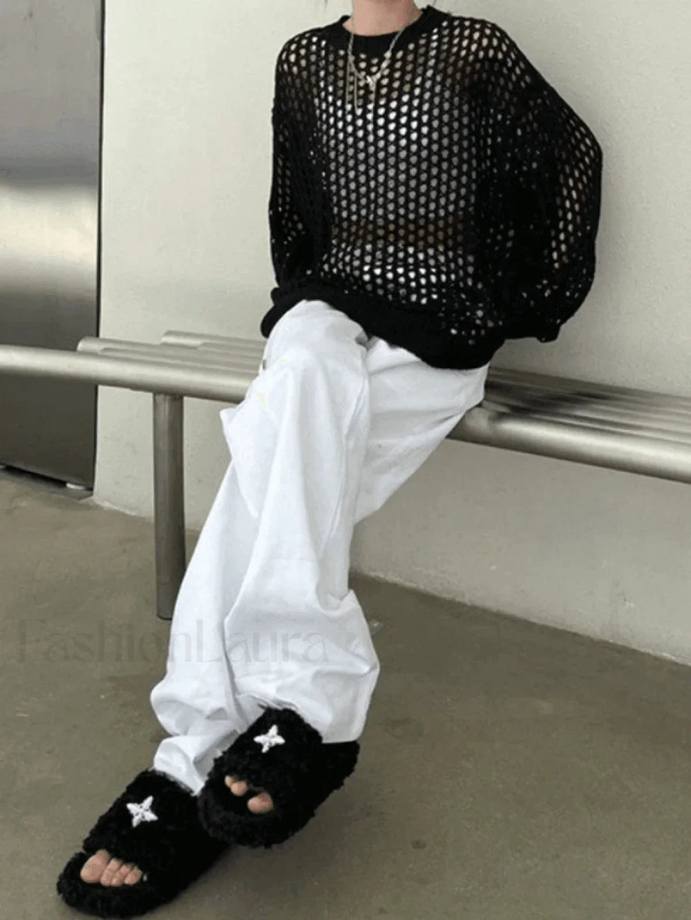 Crochet Open Knit Top Sweaters