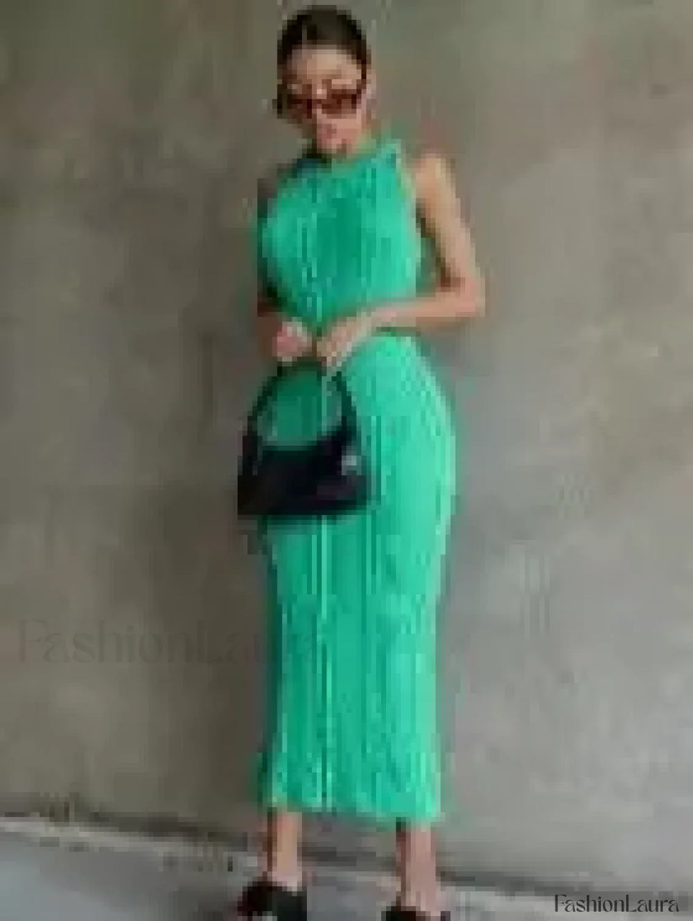 Crochet Sweater Midi Dress Green / S