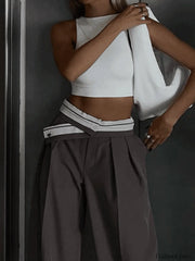 Cross Over Pleats Tailored Pants Pants