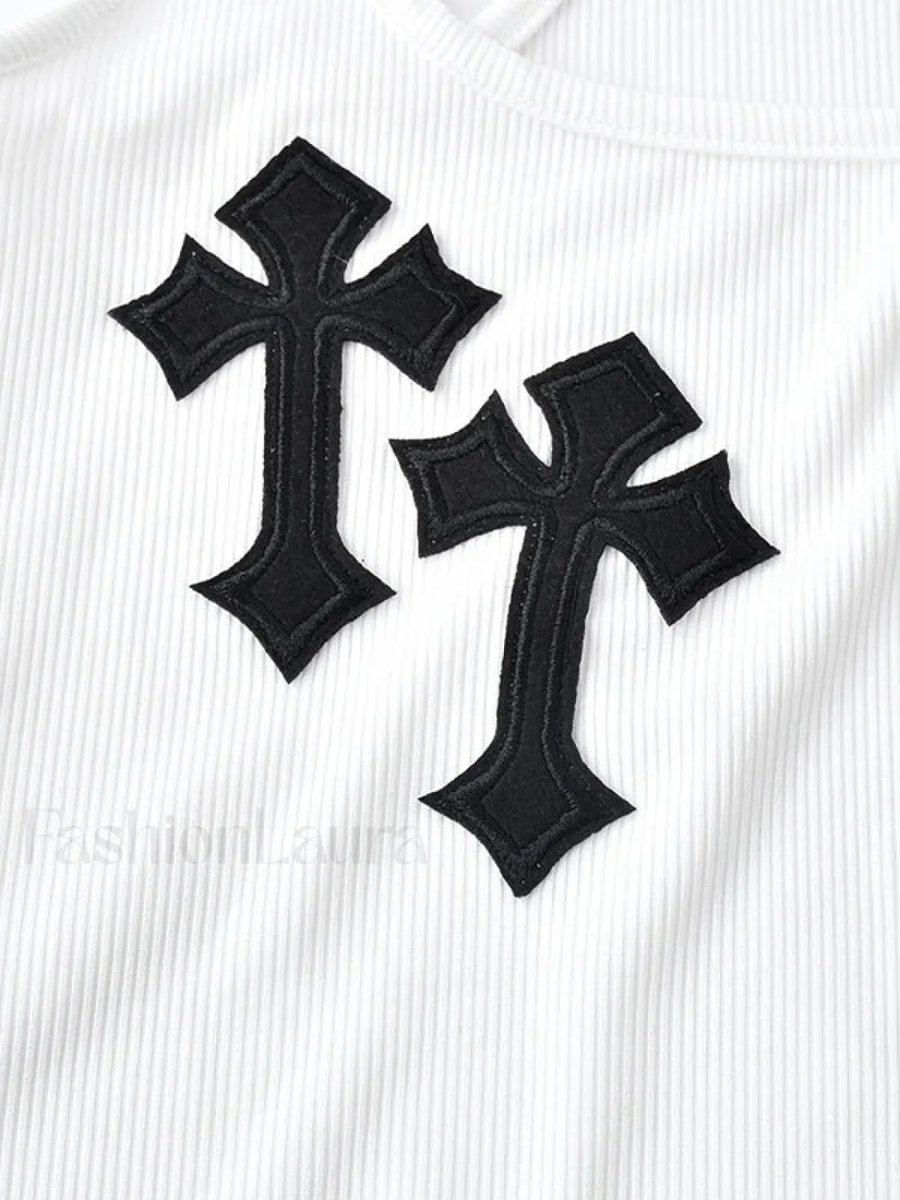 Cross Patch Ribbed Tank Mini Dress Mini Dresses