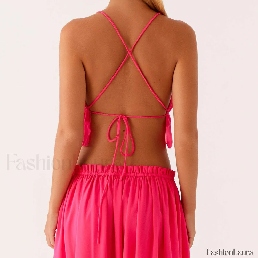 Cross Strap Backless Crop Top
