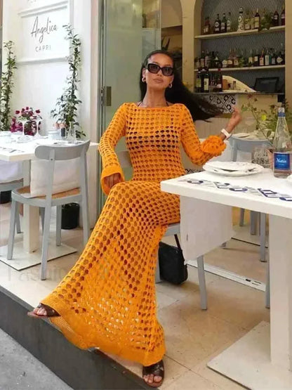 Cut Out Bell Sleeve Knit Cover Up