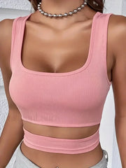 Cut Out Casual Sleeveless Crop Top