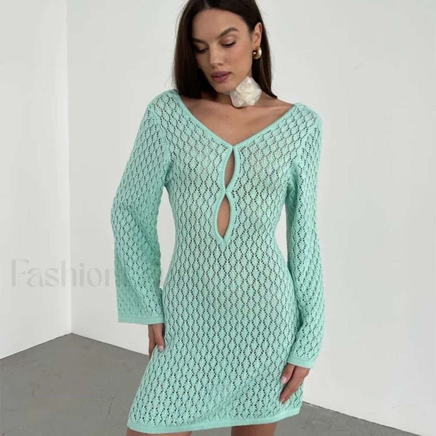 Cut Out Crochet Tunic Beach Cover Up