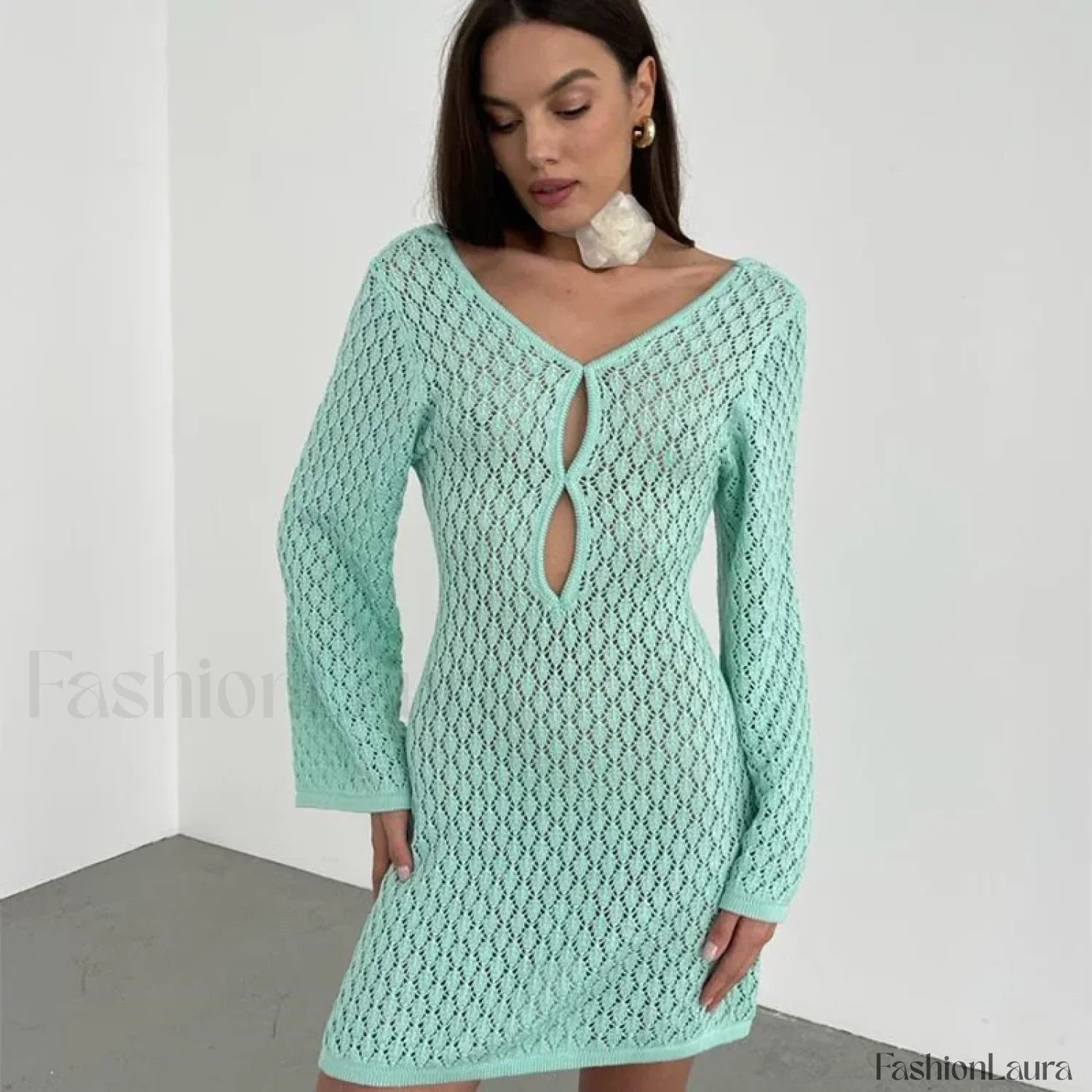 Cut Out Crochet Tunic Beach Cover Up