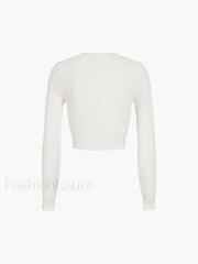Cutout Split Beads Trendy Detail Ribbed Knit Top Sweaters L