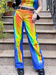 CyberPrinted Straight Leg Pants Blue / S Pants