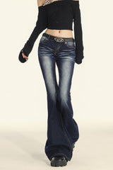 Stretchy Low Waist Flare Jeans