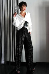 Sequin Straight Leg Casual Pants