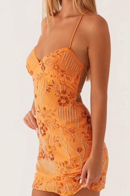 Floral Sequin Cami Mini Dress