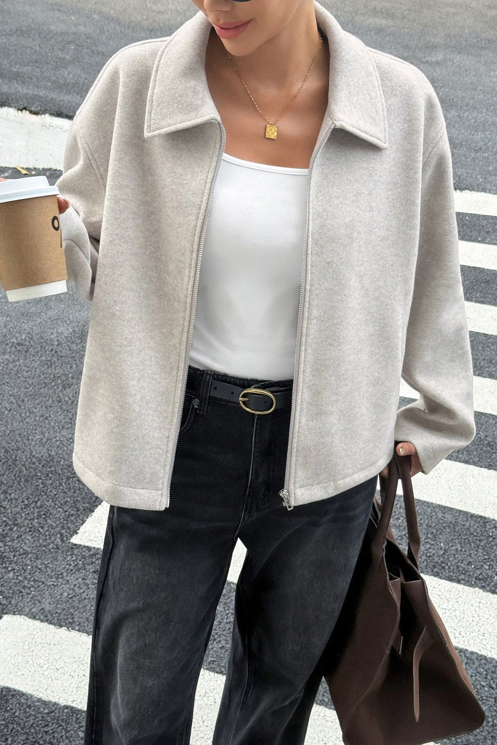 Elegant Long Sleeve Versatile Jacket S / Ivory