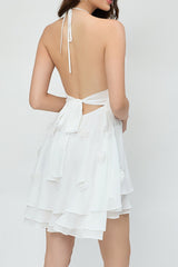 3D Floral Chiffon Halter Cocktail Dress