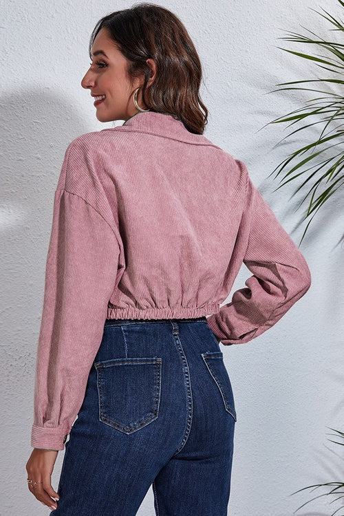 Cinched Waist Corduroy Jacket