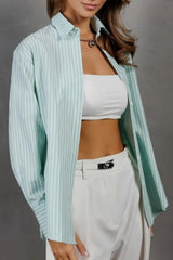 Relaxed Fit Striped Long Sleeve Blouse