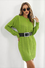 Loose Fit Cable Knit Sweater Dress