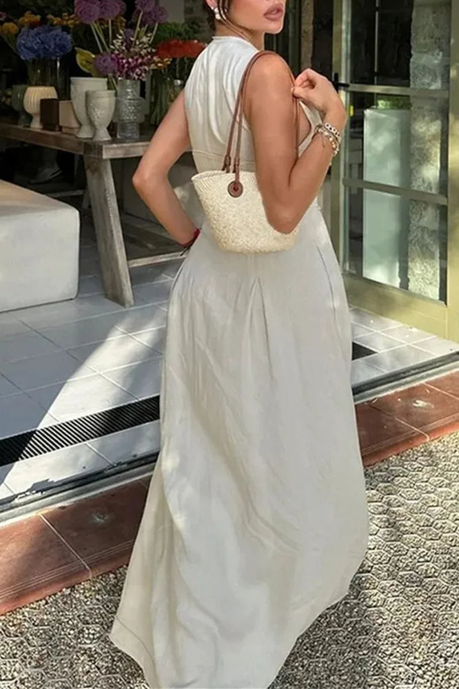 Zipper Pleated Midi Dress