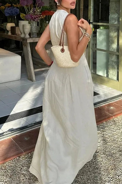 Zipper Pleated Midi Dress