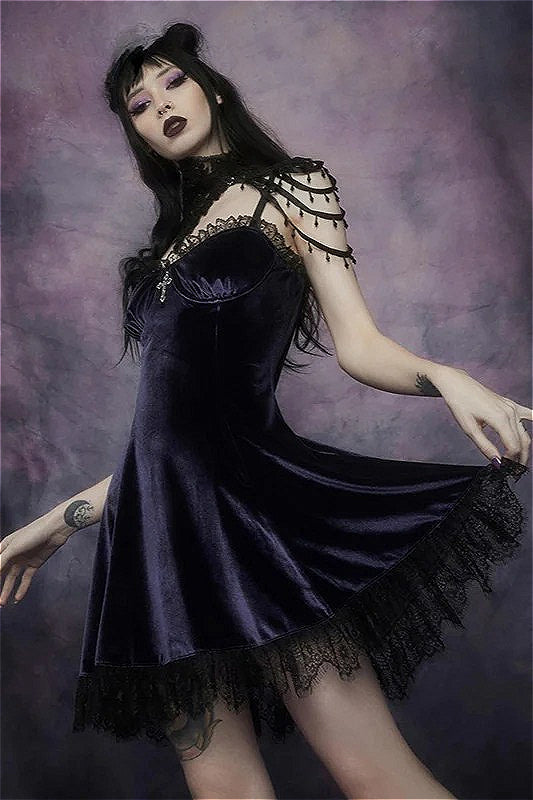 Halloween Lace Trim Cami Dress