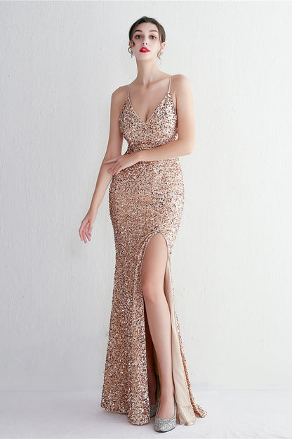Elegant Velvet Sequin Party Dress
