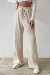 Elastic High Waist Solid Straight Leg Knit Pants