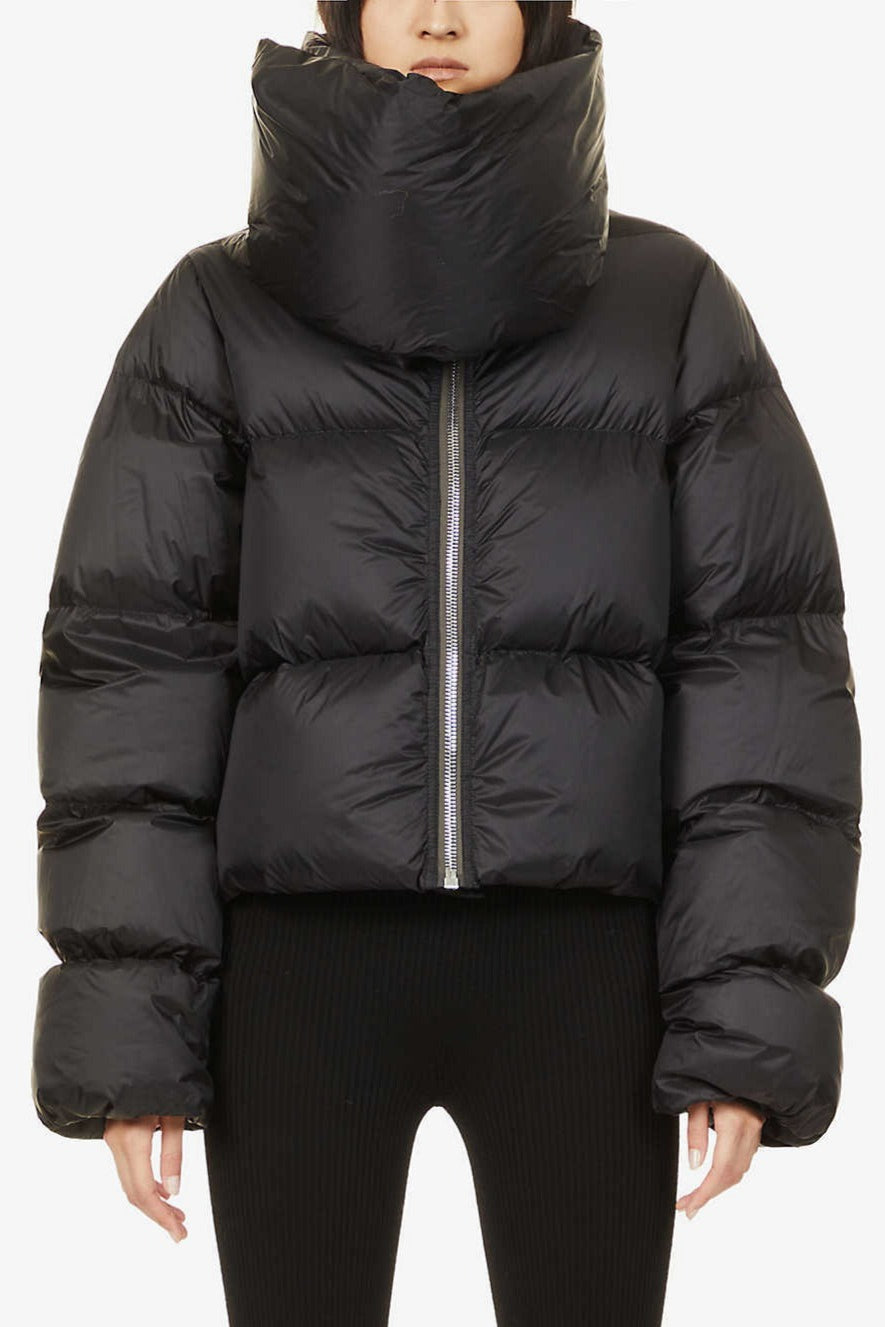 High Neck Scarf Collar Quilted Puffer Jacket