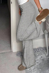 Button Detail Thermal Knit Pants