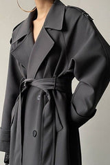 Oversized Lapel Midi Trench Overcoat