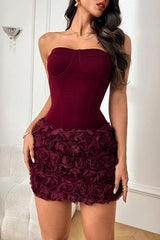 Bustier 3D Floral Bodycon Cocktail Dress
