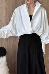 Stand Collar Deep V Layering Blouse