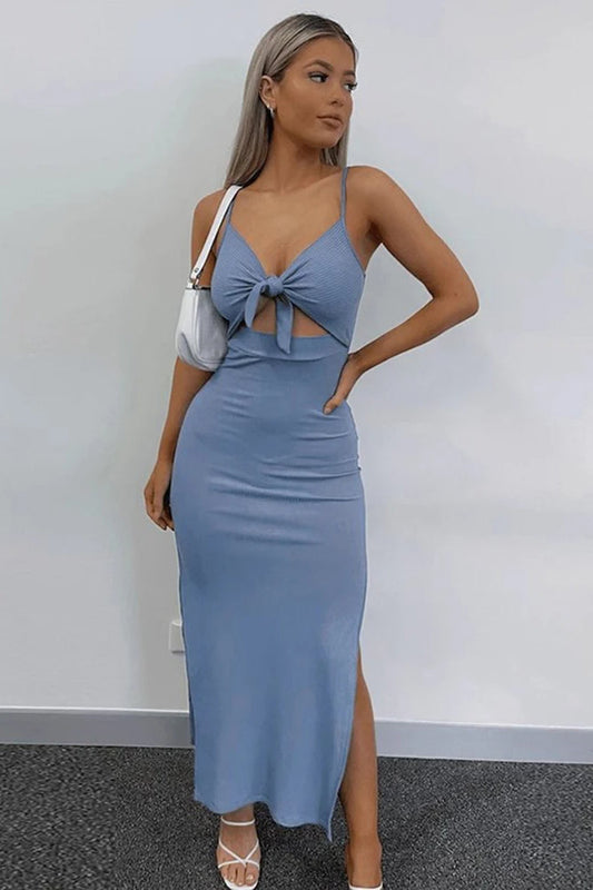 Lace Up Bow Midi Dress