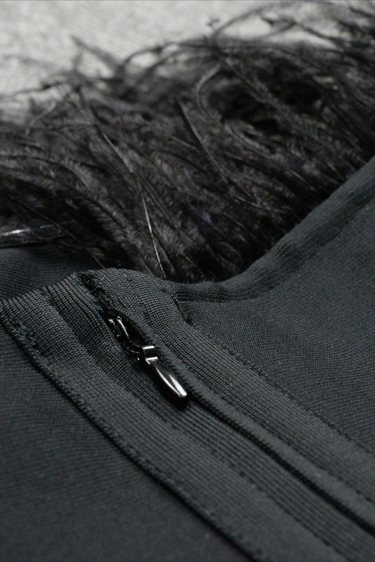 Black Feather Strapless Bandage Party Dress