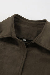Brown Suede Retro Long Sleeve Overcoat