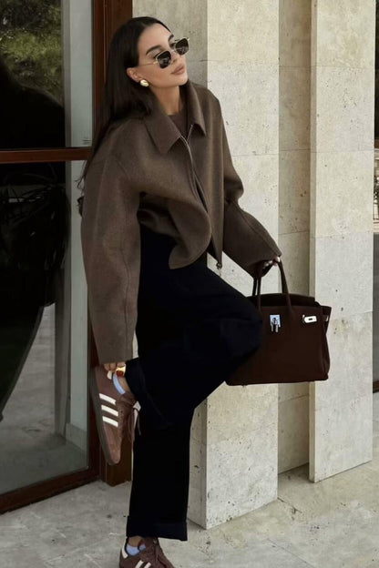Minimalist Lapel Short Wool Coat coats