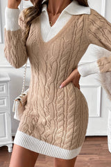 Colorblock Peter Pan Collar Sweater Dress