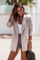 Long Sleeve Double-Breasted Blazer